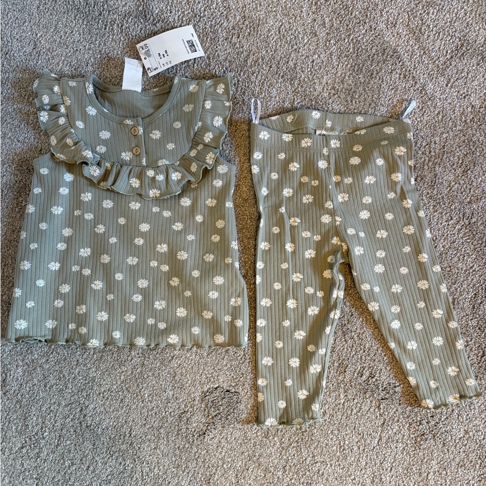 H&M Green Floral Kids Top